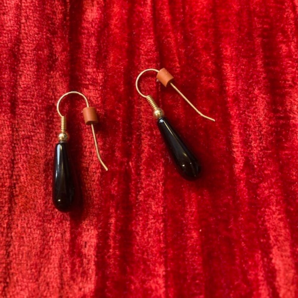 Black Coral Drop Earring